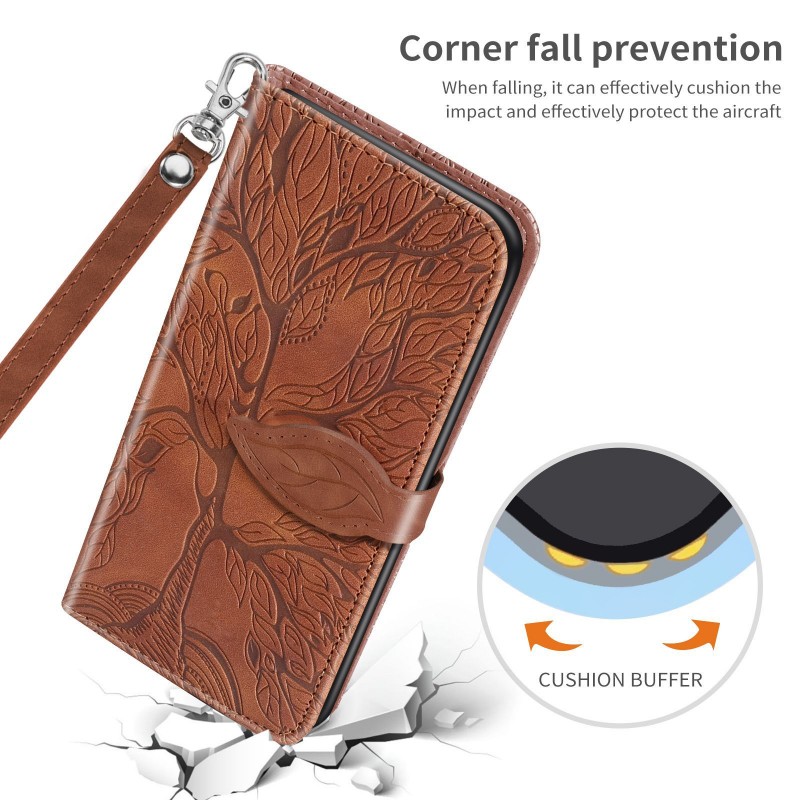 Embossed Tree of Life Card Slot Wallet Folio Case